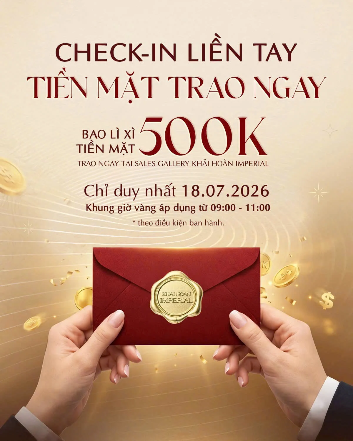 Sự kiện Check-in nhận tiền mặt 500K tại Khải Hoàn Imperial